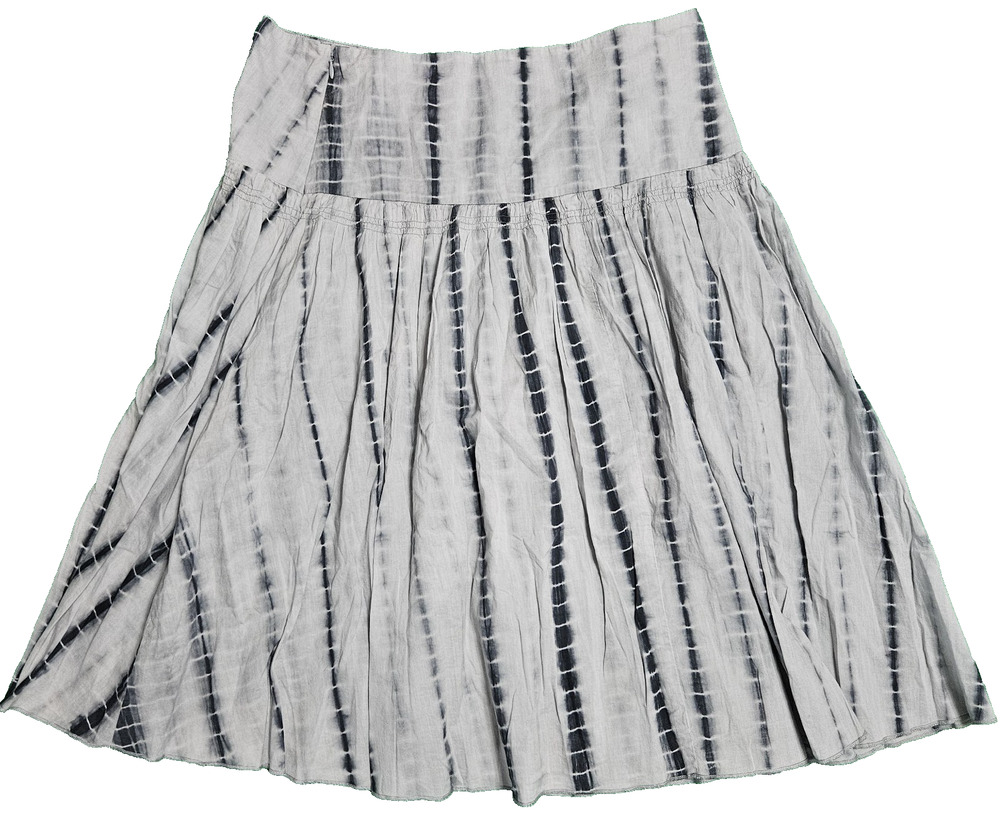 Calvin Klein Jeans Women Midi Skirt Sz 12 Light Grey Black Inkblot Stripe A-Line